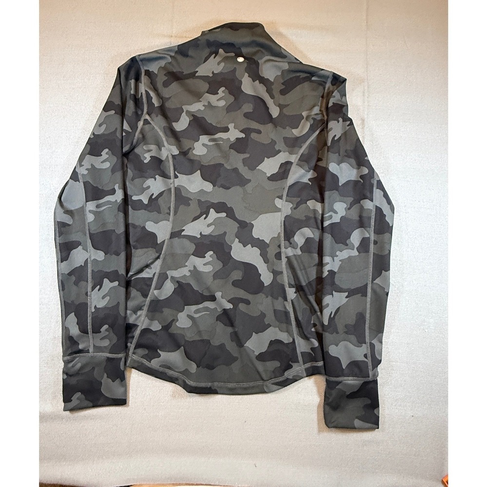 Yogalicious Lux Women Camo Full Zip Athletic Jacket Gray Black Size L Thumbholes - Picture 3 of 6